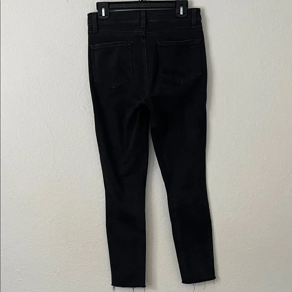 PAIGE Women's Hoxton High-Rise Skinny Jeans Raw Hem in Size 27 Black